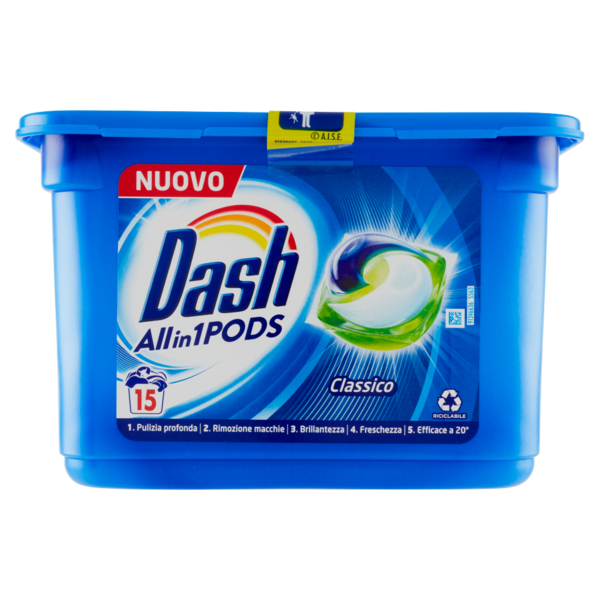 Dash PODS Allin1 Detersivo Lavatrice in Capsule Classico 15 Lavaggi
