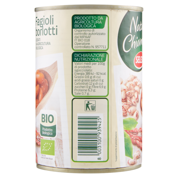Selex Natura Chiama Fagioli Borlotti Lessati Biologici 400 g