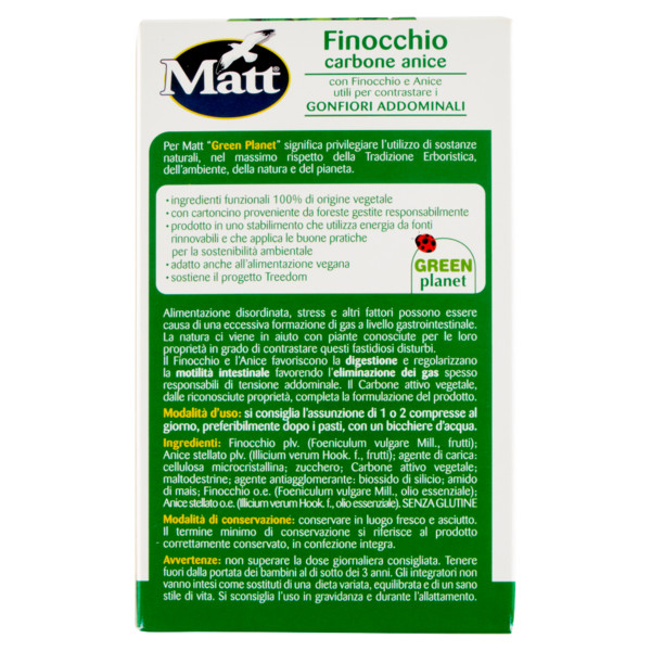 Matt Erboristeria Finocchio carbone anice 40 compresse 28 g