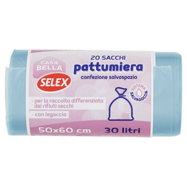 Selex Casa Bella Sacchi Pattumiera Trasparente con Legaccio Cm 50X60 20 pezzi