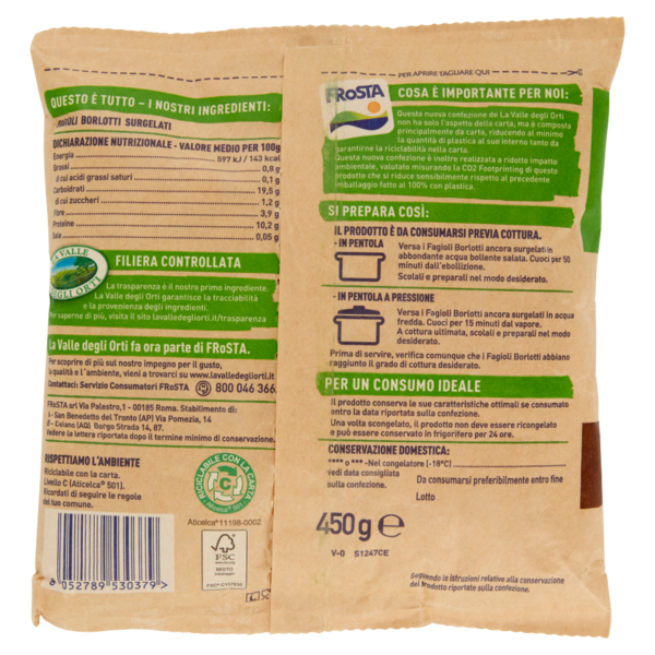 La Valle Degli Orti Fagioli Borlotti 450 g