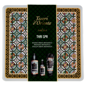 Tesori D'Oriente Thai Spa Confezione Metallo Bagno Crema 500ml + Doccia Crema 250ml + Profumo 100ml