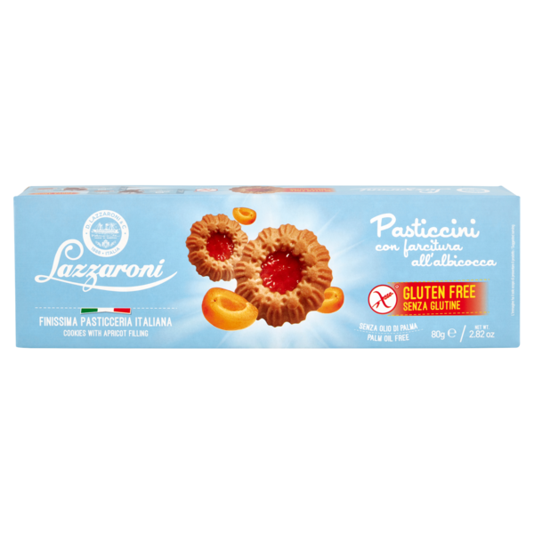 Lazzaroni Senza Glutine Pasticcini con farcitura all'albicocca 80 g
