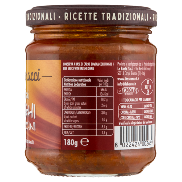 i toscanacci Ragù ai Funghi con Porcini 180 g