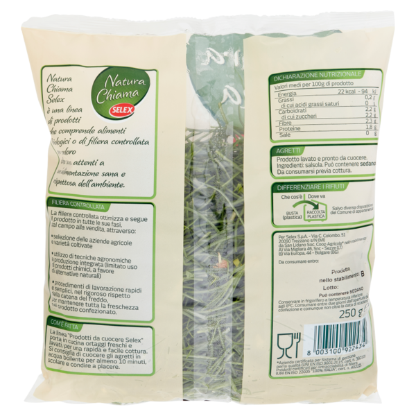 Selex Natura Chiama Agretti Lavati e Pronti da Cuocere 250 g