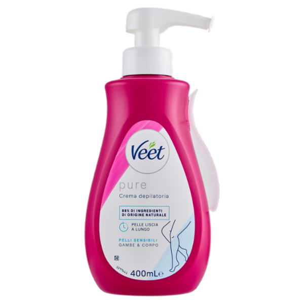 Veet Crema Depilatoria Pelli Sensibili, per Gambe, Braccia, Ascelle e Zona Bikini, 400 ml