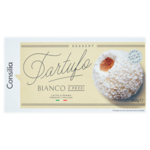 Consilia 2 Tartufi Bianchi Di Gelato Panna Ripieno Di Caffé 100% Arabica 160 g