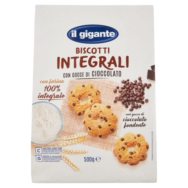 IL GIGANTE Biscotti Integrali con Gocce di Cioccolato 500 g