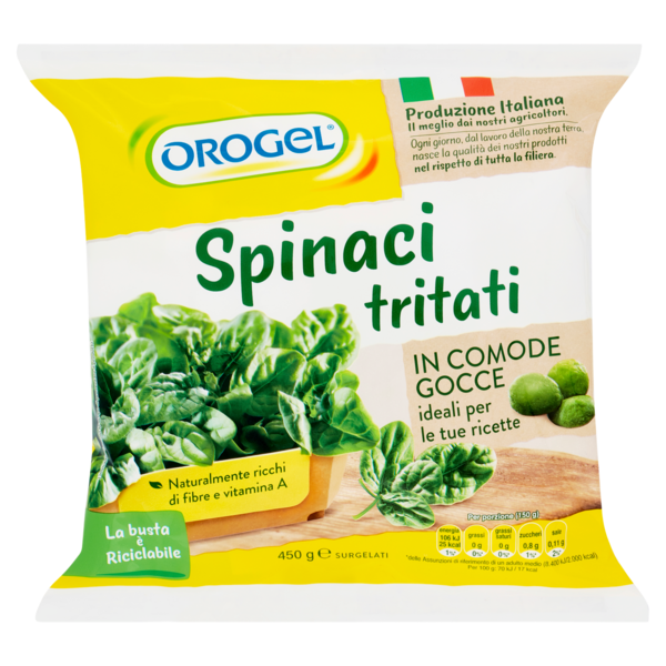 Orogel Spinaci tritati in Comode Gocce Surgelati 450 g
