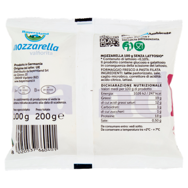 Bayernland mozzarella valfiorita 100 g