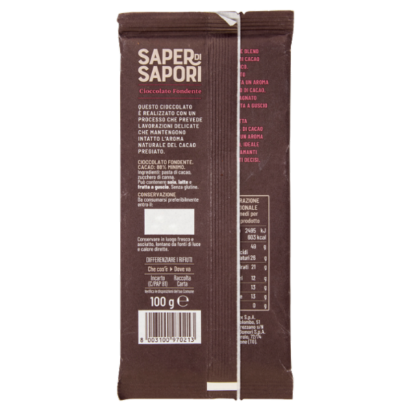Selex Saper di Sapori Cioccolato Fondente Trinitario Cacao 88% Deciso 100 g