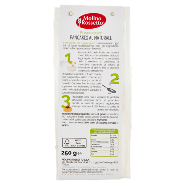 Molino Rossetto Preparato per Pancakes al Naturale 250 g