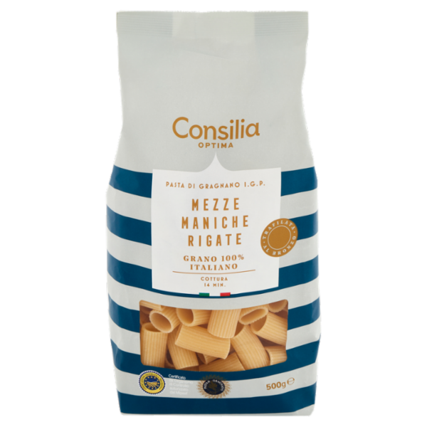 Consilia Optima Pasta di Semola di Gragnano I.G.P. Mezze Maniche Rigate 500 g
