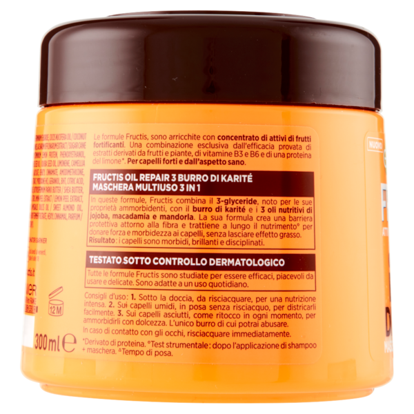 Garnier Maschera Capelli Fructis Oil Repair, per Capelli Secchi, Crespi o Spenti