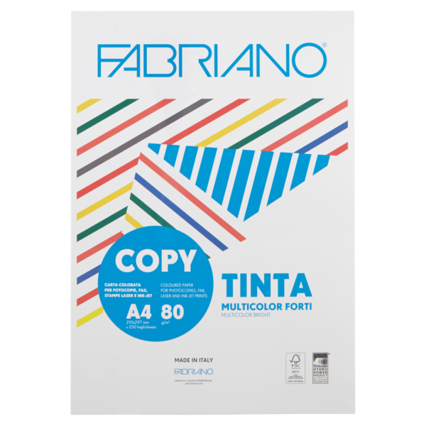Fabriano Copy Tinta Multicolor Forti A4 80g/m² 250 fogli