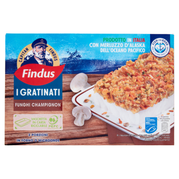 Capitan Findus I Gratinati Merluzzo con Funghi Champignon 380 g