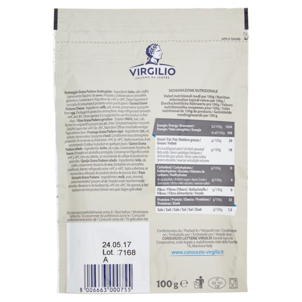 Virgilio Grana Padano Grattugiato Fresco 100 g