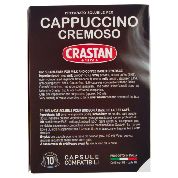 Crastan Preparato per Cappuccino Cremoso Capsule compatibili con macchine Dolce Gusto* 10 x 14 g