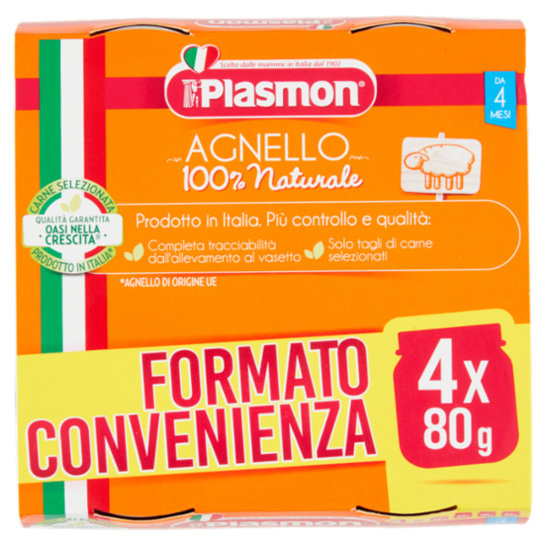 Plasmon Agnello Omogeneizzato con Agnello e Cereale 4 x 80 g
