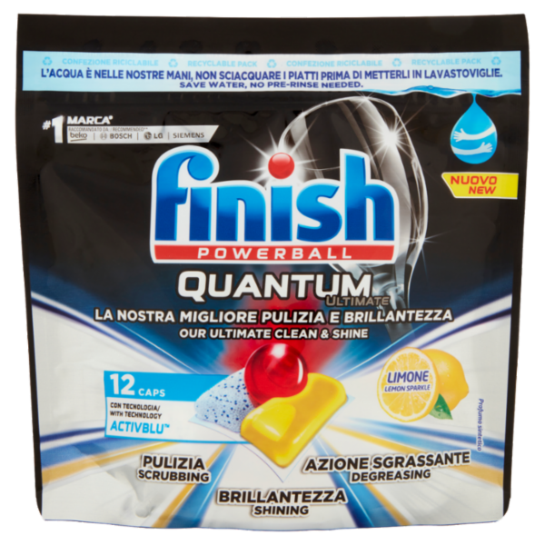 Finish Ultimate All in One Lemon pastiglie lavastoviglie 12 lavaggi 150 gr