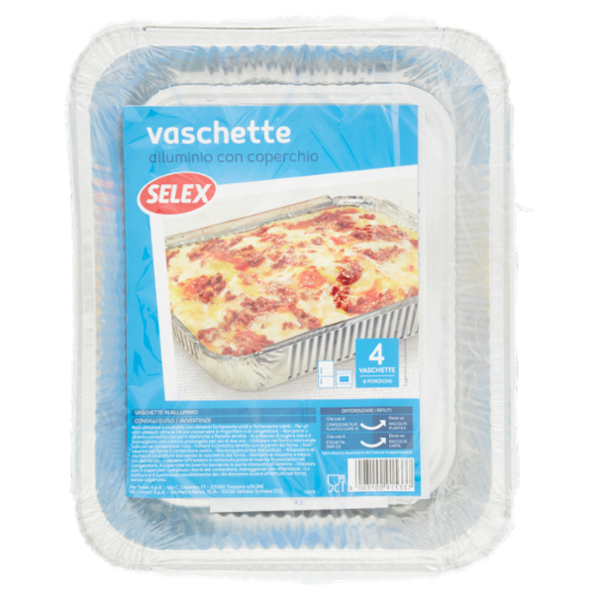 Selex Casa Bella Contenitore in Alluminio con Coperchio 32x26x5 cm 4 pezzi