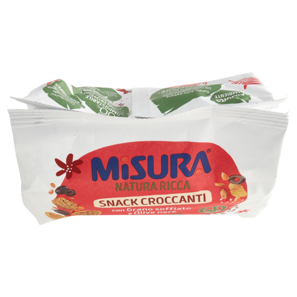 Misura Natura Ricca Snack Croccanti con Grano soffiato e Olive nere 7 x 32 g