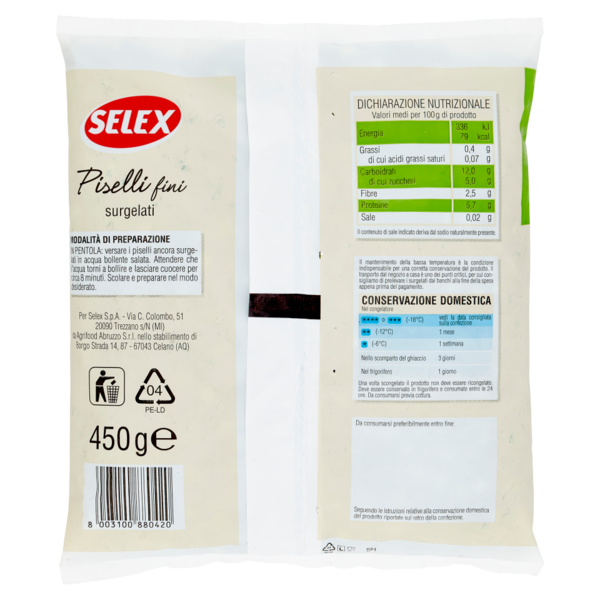Selex Piselli Fini Surgelati 450 g