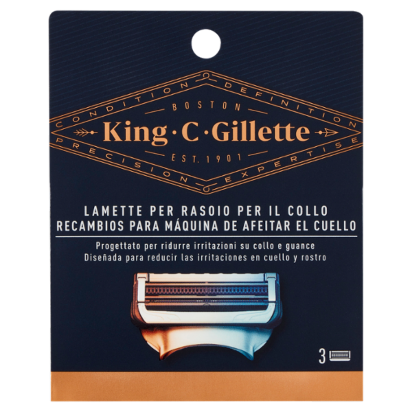 King C. Gillette Lamette di Ricambio per Rasoio da Uomo per il Collo 3 Ricariche