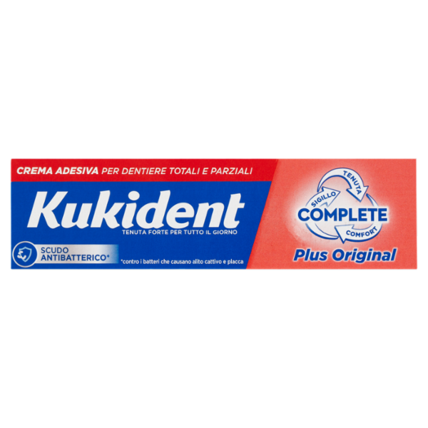 Kukident Complete Plus Original Crema Adesiva per Dentiere Totali e Parziali 35 g