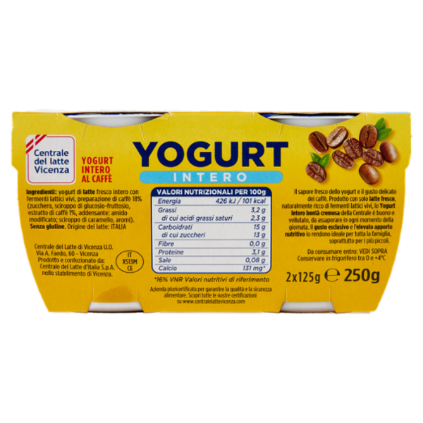 Centrale del latte Vicenza Yogurt Intero Caffè 2 x 125 g