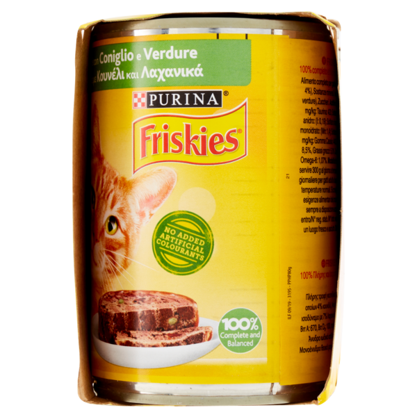 PURINA FRISKIES Gatto Umido Patè con Coniglio e Verdure Multipack Lattina 3 x 400 g