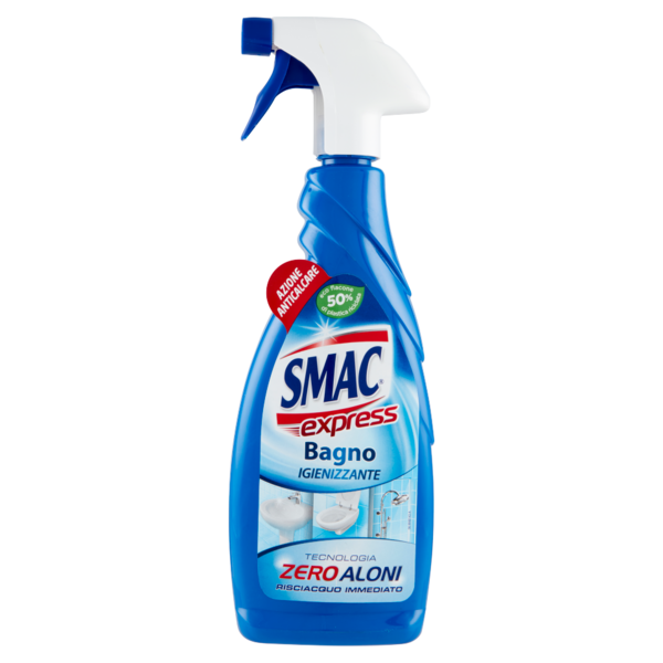 Smac Express Igienizzante Bagno Spray, Tecnologia Zero Aloni, Azione Anticalcare, 650 ml