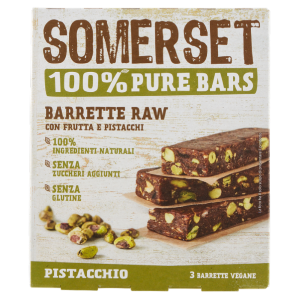 Somerset 100% Pure Bars Barrette Raw con Frutta e Pistacchi 3 x 35 g