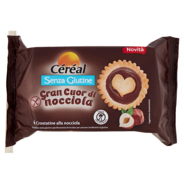 Céréal Senza Glutine Crostatine Gran Cuor di nocciola, senza olio di palma, 4 monodose x 37,5 g