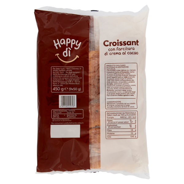 Happy dì Croissant con Crema al Cacao 9x50 g