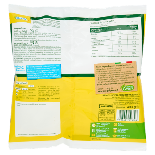 Orogel Finocchi a fette Surgelati 400 g