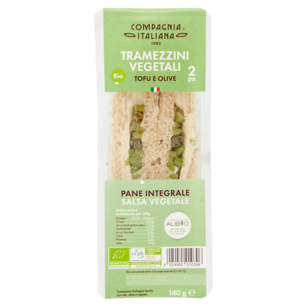 Compagnia Italiana Tramezzini Vegetali Bio Tofu e Olive 2 pz 140 g