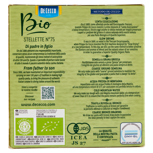 De Cecco Bio Stellette N°75 250 g