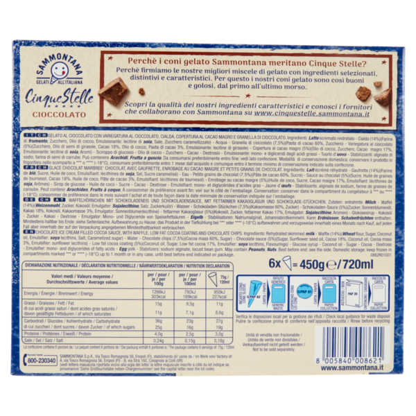 Sammontana Cinque Stelle Cioccolato 6 x 75 g