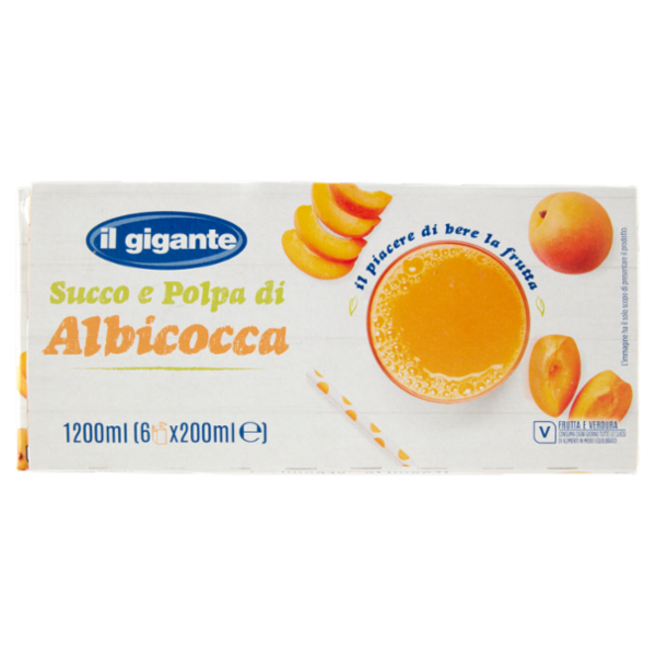 IL GIGANTE Succo e Polpa di Albicocca 6 x 200 ml