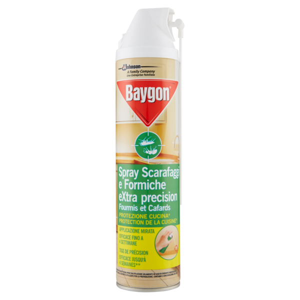 Baygon Spray Extra Precision, Insetticida contro Scarafaggi e Formiche, 1 Confezione da 400 ml