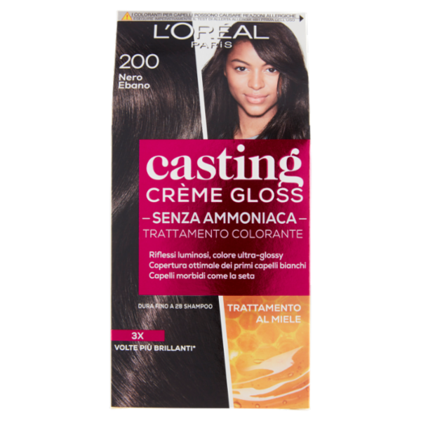 L'Oréal Paris Tinta Capelli Casting Creme Gloss, Senza Ammoniaca, 200 Nero Ebano