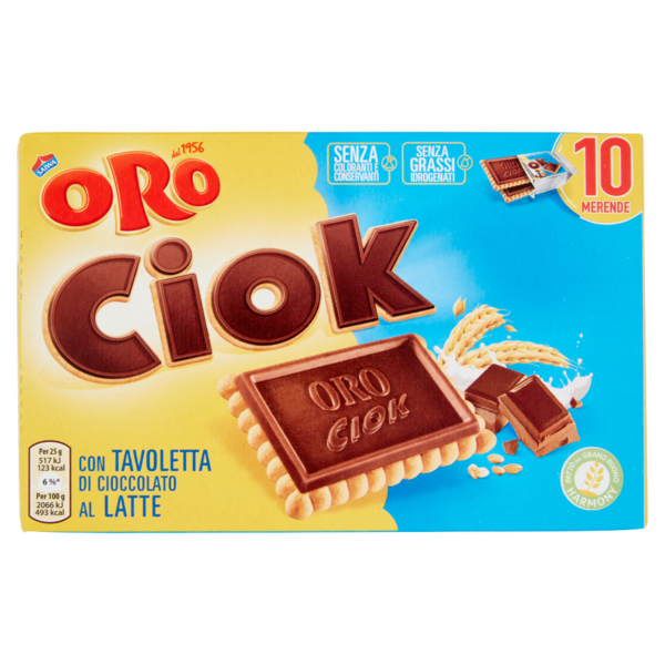 Oro Ciok biscotto con tavoletta di cioccolato al latte - 10 x 25 g