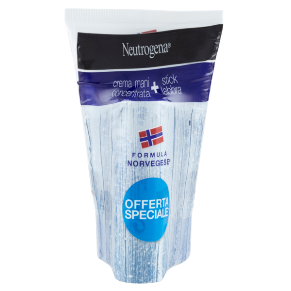 Neutrogena Crema Mani Concentrata 50 ml + Stick Labbra 4,8 g, Per Avere Mani E Labbra Idratate
