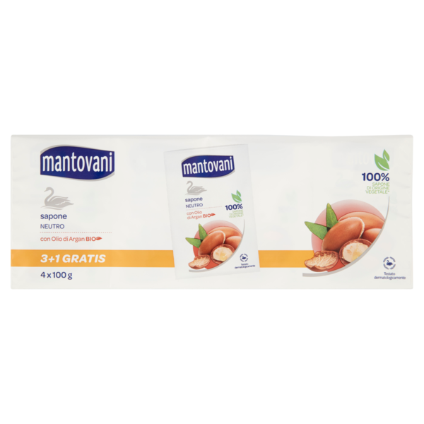 mantovani sapone Neutro con Olio di Argan Bio 4 x 100 g