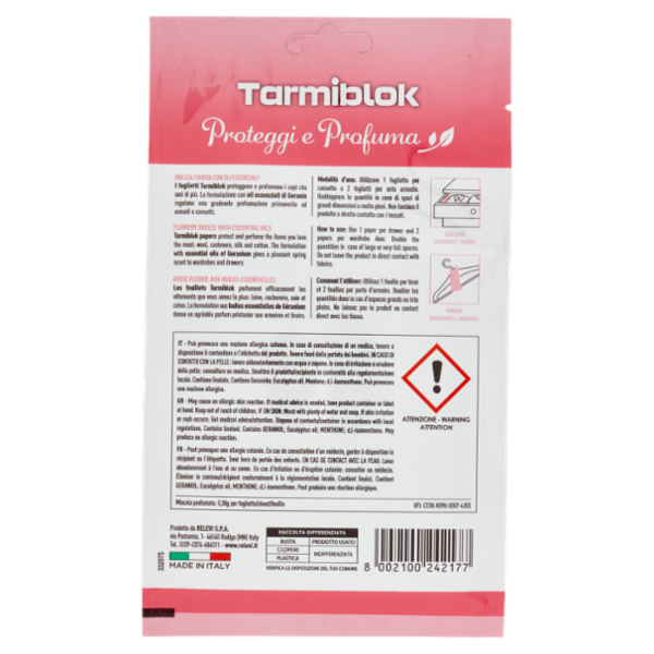 Relevi Tarmiblok Proteggi e Profuma Brezza Fiorita per armadi e cassetti 12 pz