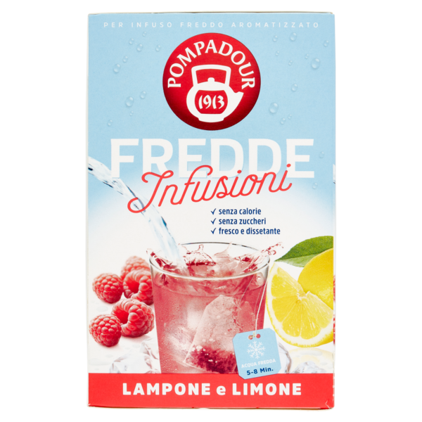 Pompadour Fredde Infusioni Lampone e Limone 18 x 2,5 g