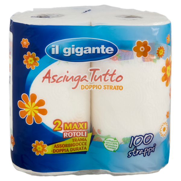 IL GIGANTE Asciuga Tutto Doppio Strato 2 Maxi Rotoli