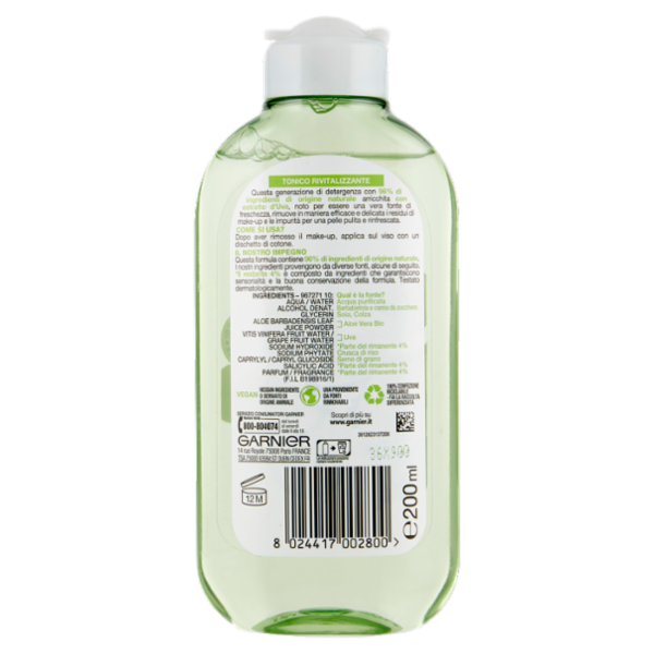Garnier SkinActive Tonico Rivitalizzante, Pelli Normali e Miste 200 ml