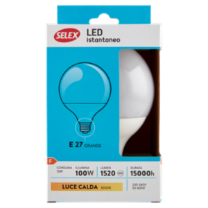 Selex Lampadina Led Sfera E27 15W Luce Calda